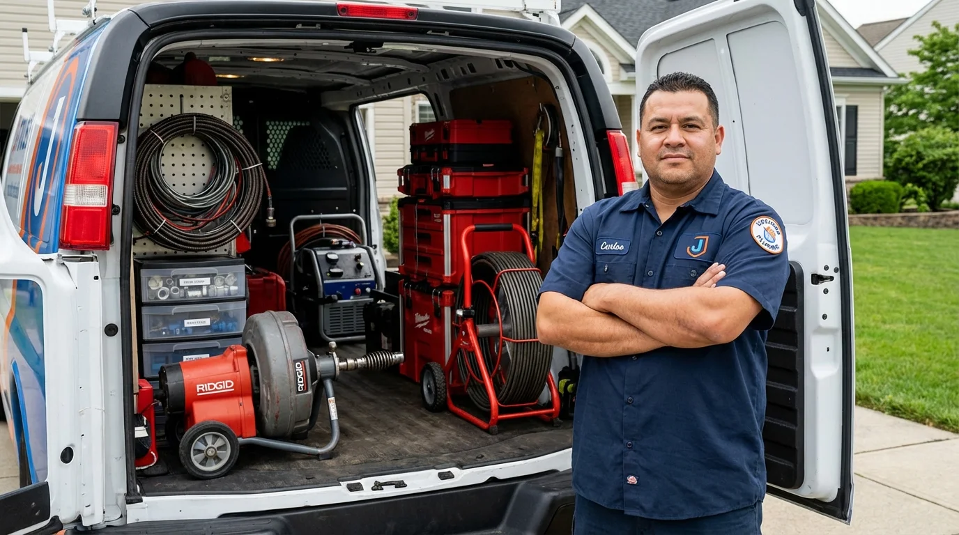 Professional drain cleaning equipment and Johns Plumbing LLC plumber in Warm Springs