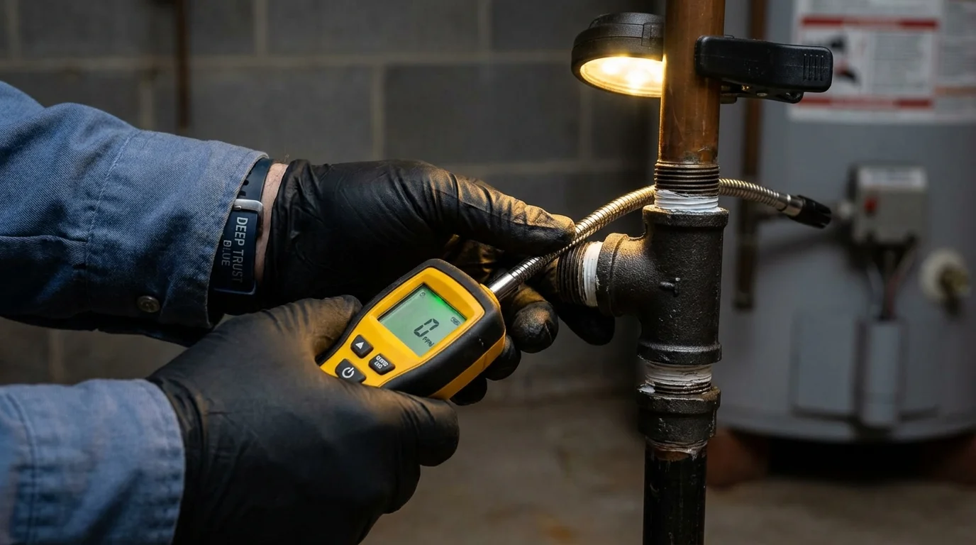 Gas leak detection with electronic sniffer by Johns Plumbing LLC in Warm Springs