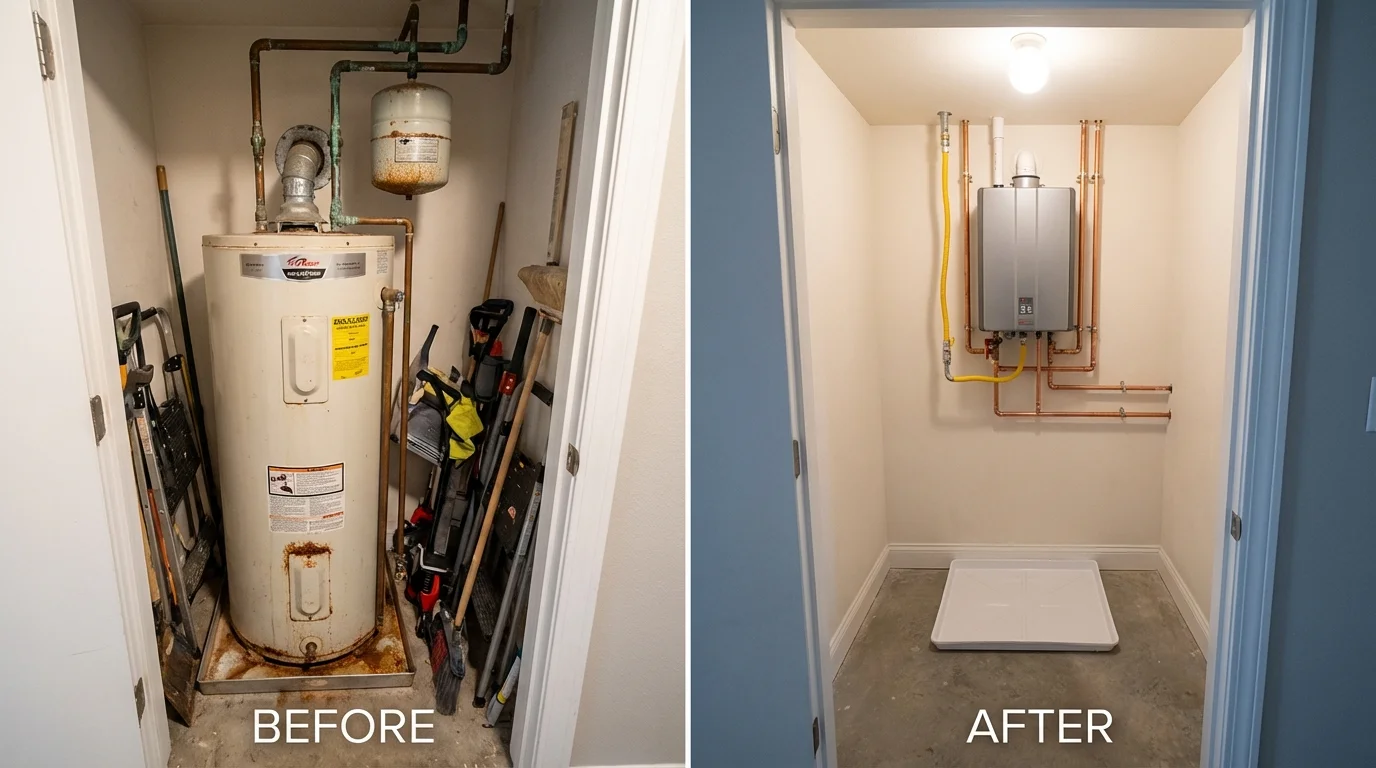 Tank water heater versus wall-mounted tankless unit comparison for Warm Springs, VA homeowners
